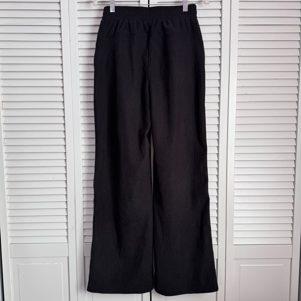 Halara High Waist Wide Straight Leg Mop Corduroy Like Casual Pants Black Small - Picture 7 of 10